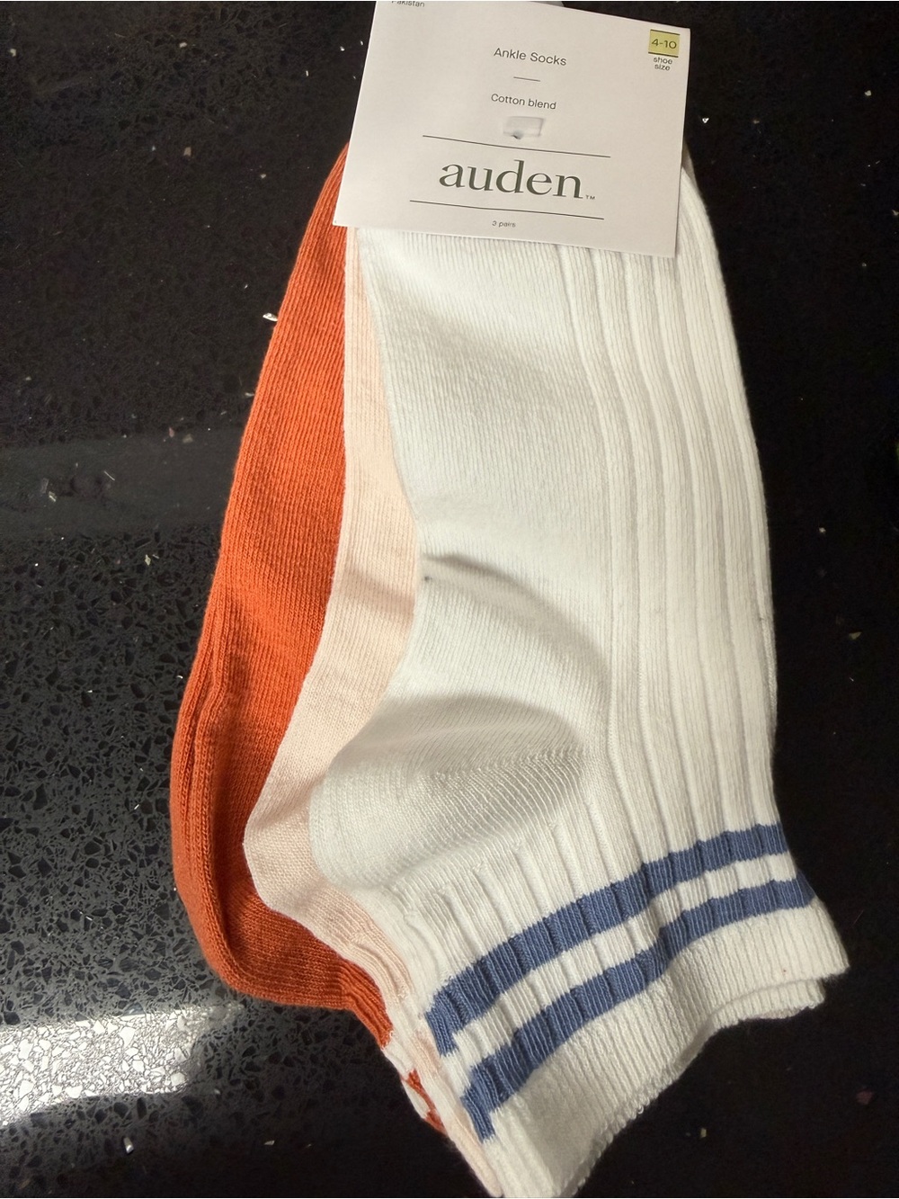 auden Ankle Socks - White, Orange & Peach (3-Pack)